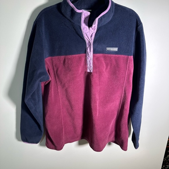Columbia Ladies 1X Fleece Pullover Navy and Purple - Picture 2 of 5